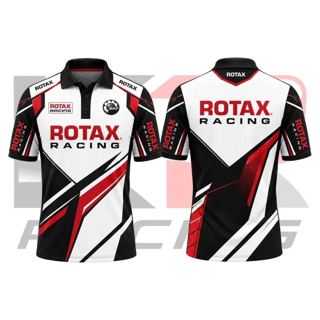 Rotax Kart Racing Polo Shirt Black & Red & White