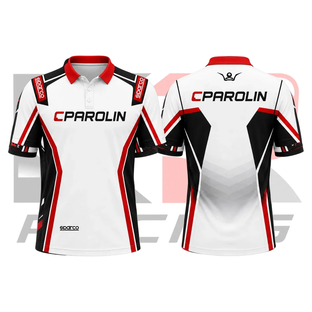 Sparco Parolin Kart Racing Polo Shirt Black & White