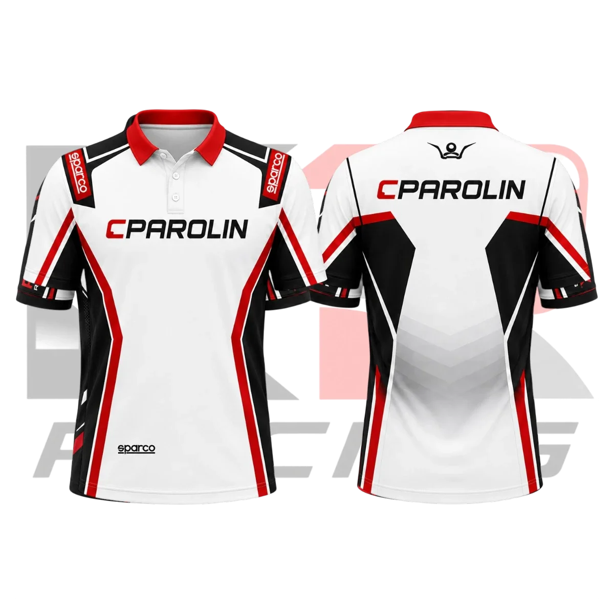 Sparco Parolin Kart Racing Polo Shirt Black & White