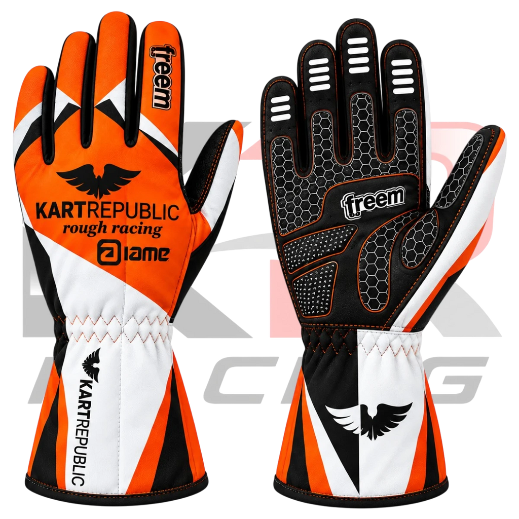 Kart Republic Go Kart Racing Gloves Orange, White, Black