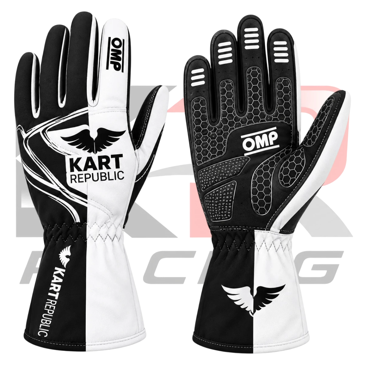 Kart Republic Go Kart Racing Gloves Black & White