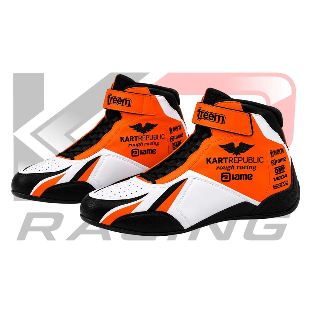 Kart Republic Go Kart Racing Shoes Black, White & Orange