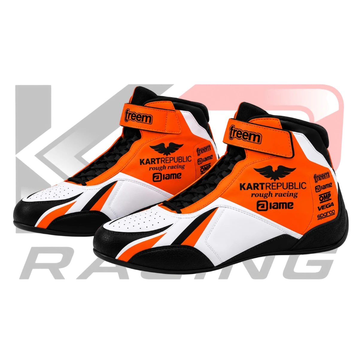 Kart Republic Go Kart Racing Shoes Black, White & Orange