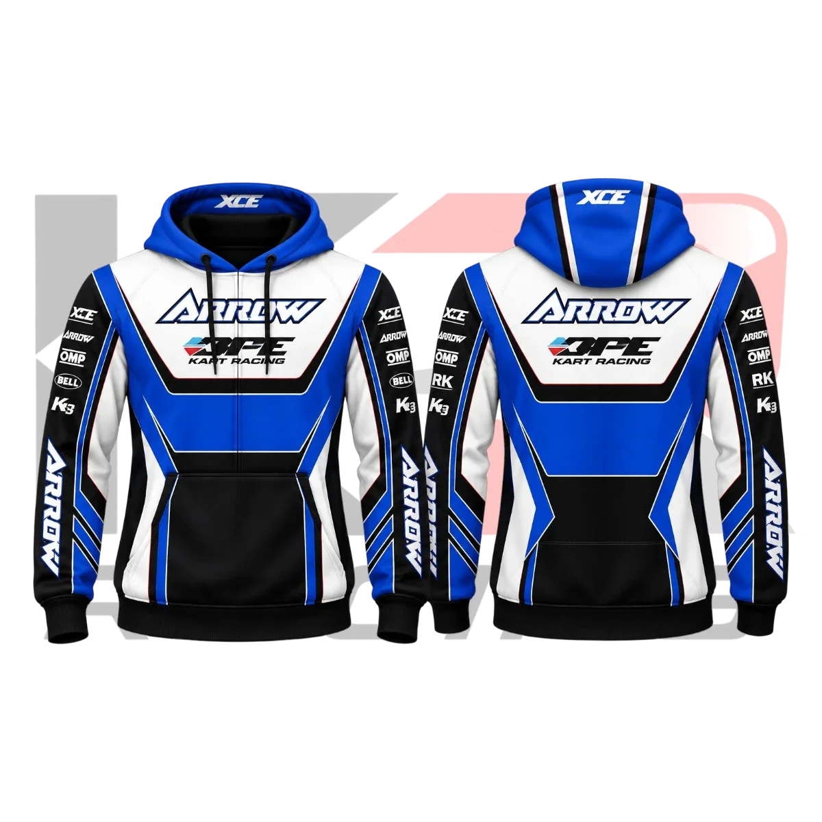 Arrow Kart Racing Team Hoodie Blue & White
