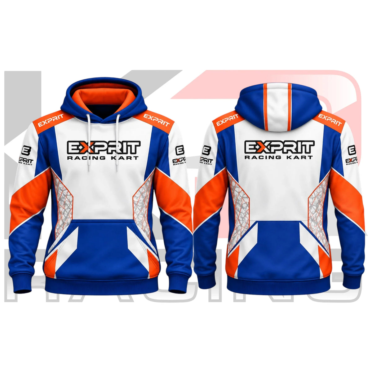Exprit Kart Racing Team Hoodie Blur & White & Orange