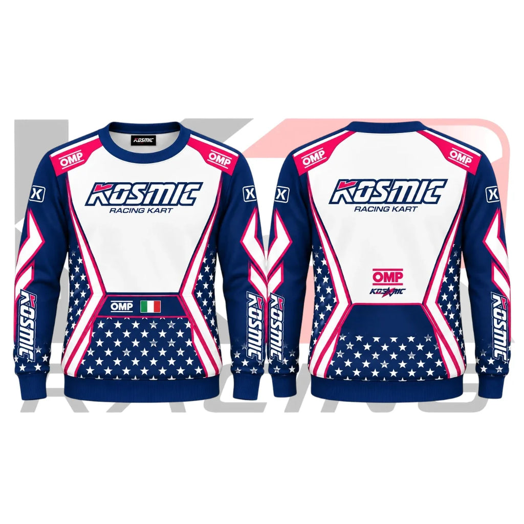 OMP Kosmic Kart Racing Team Sweatshirt Blue & White & Pink