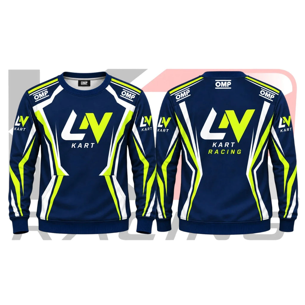 OMP LN Kart Racing Team Sweatshirt Navy Blue & Green