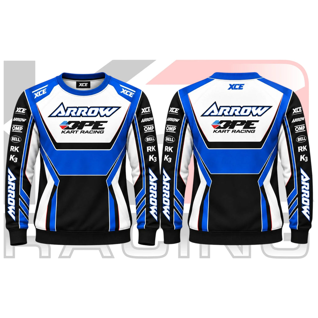 Arrow XCE Kart Racing Team Sweatshirt Black & Blue & White