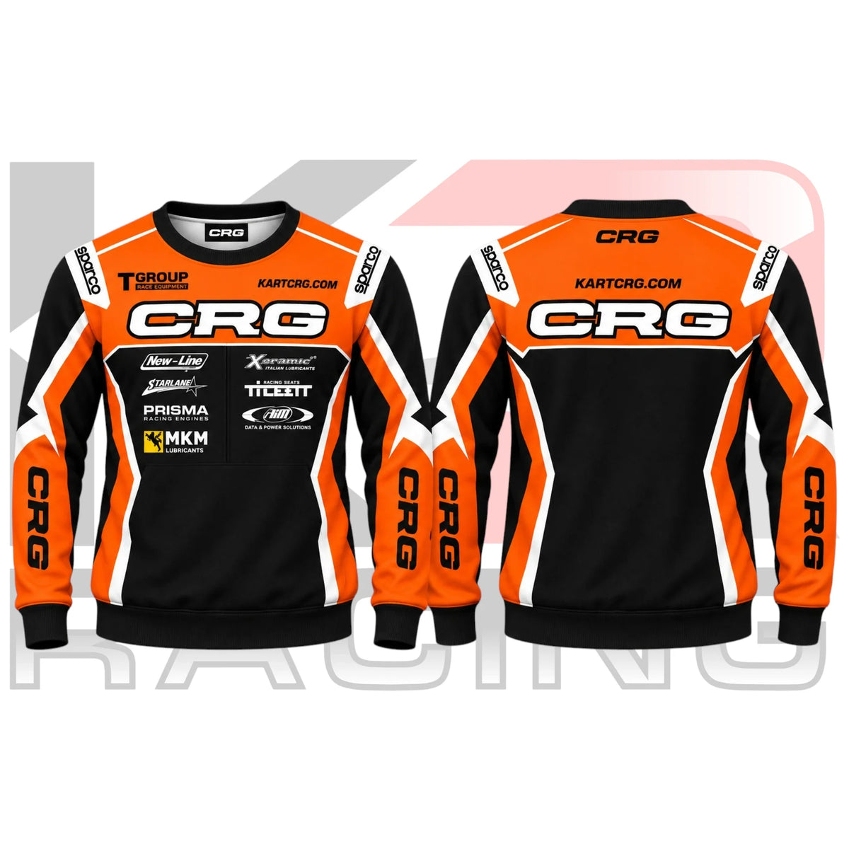 CRG Kart Racing Team Sweatshirt Black & Orange & White