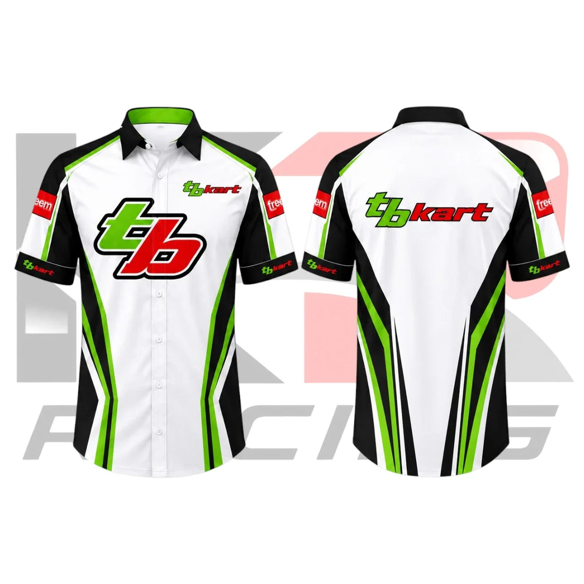 TB Kart Racing Crew Shirt – White Black Green