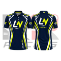 OMP LN Kart Racing Polo Shirt Navy Blue & White & Green
