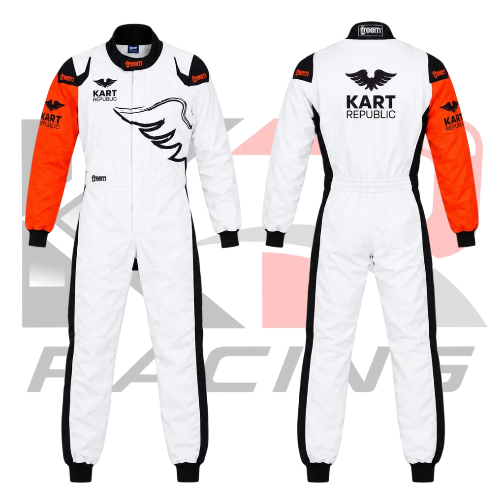 Kart Republic Go Kart Racing Suit – Orange, White & Black