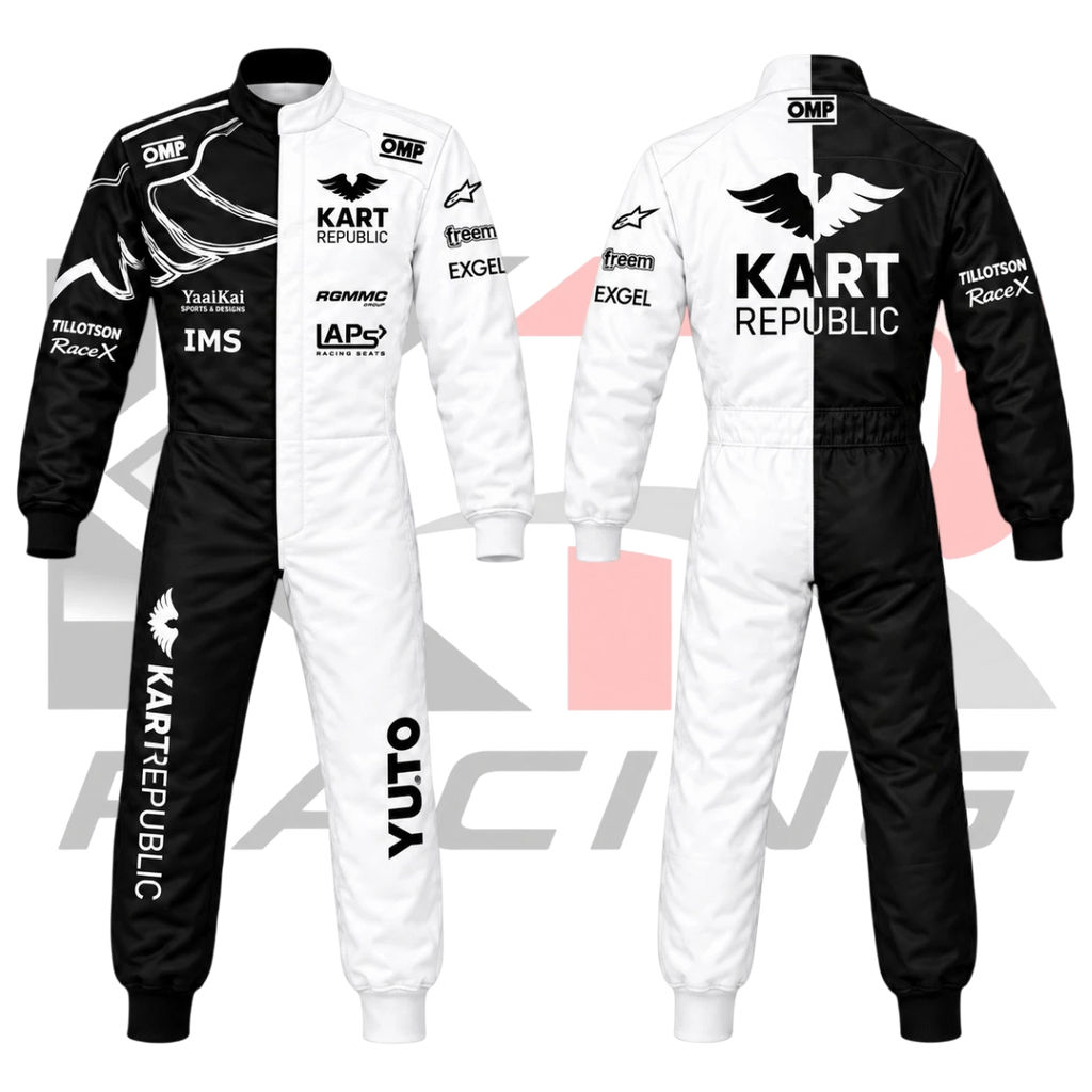 Kart Republic Go Kart Racing Suit Black - White