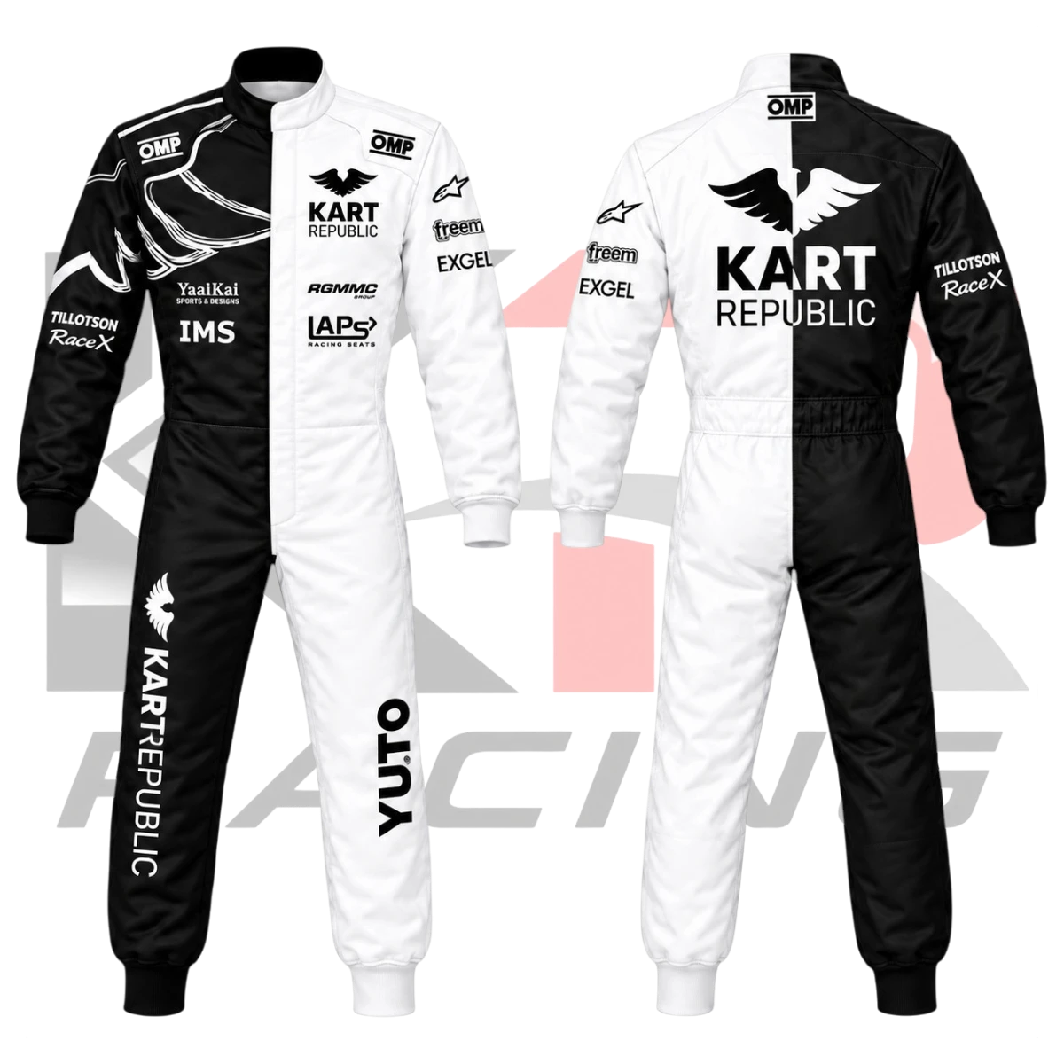 Kart Republic Go Kart Racing Suit Black - White