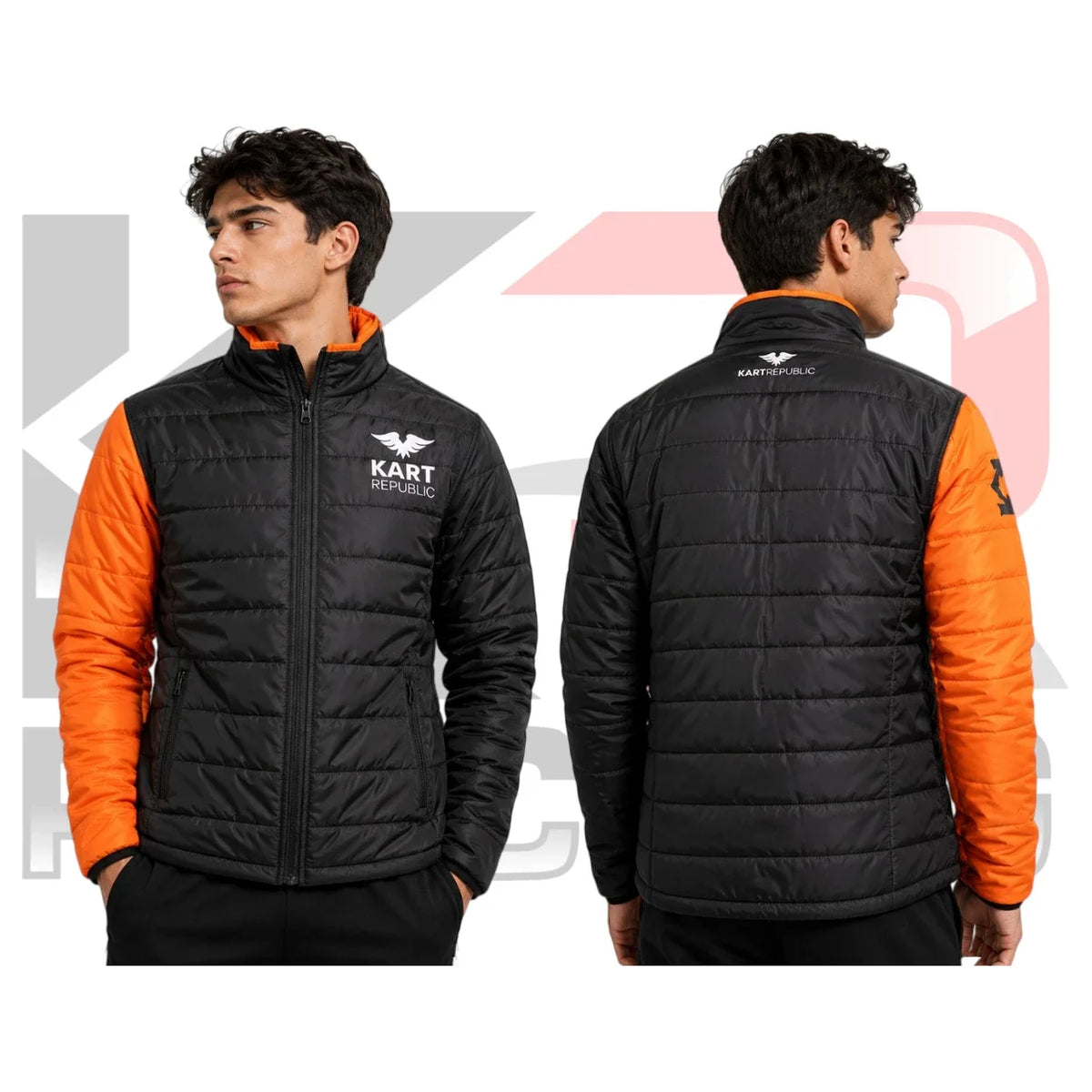 Kart Republic Kart Racing Puffer Jacket – Black & Orange