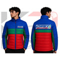 VORTAX Kart Racing Puffer Jacket – Premium Blue, Green & Red