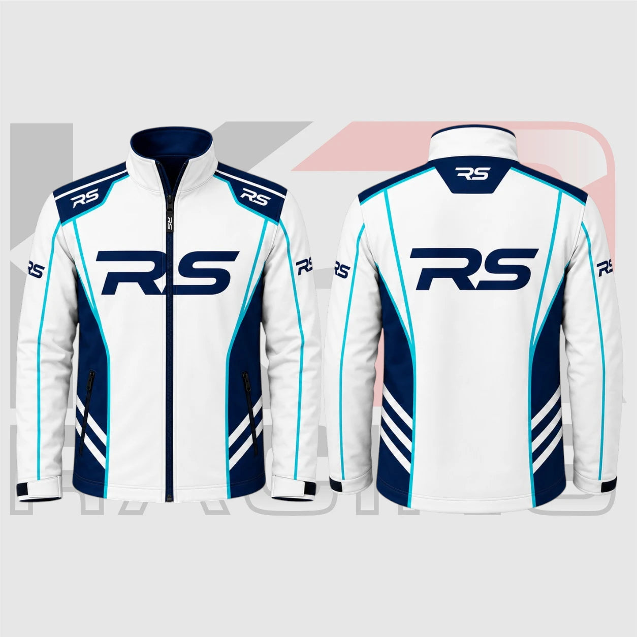 RS Performance Racing Softshell Jacket – White/Navy Blue