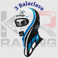 Energy Kart Cotton Balaclava – Full Face Racing Helmet Liner (White Black Blue