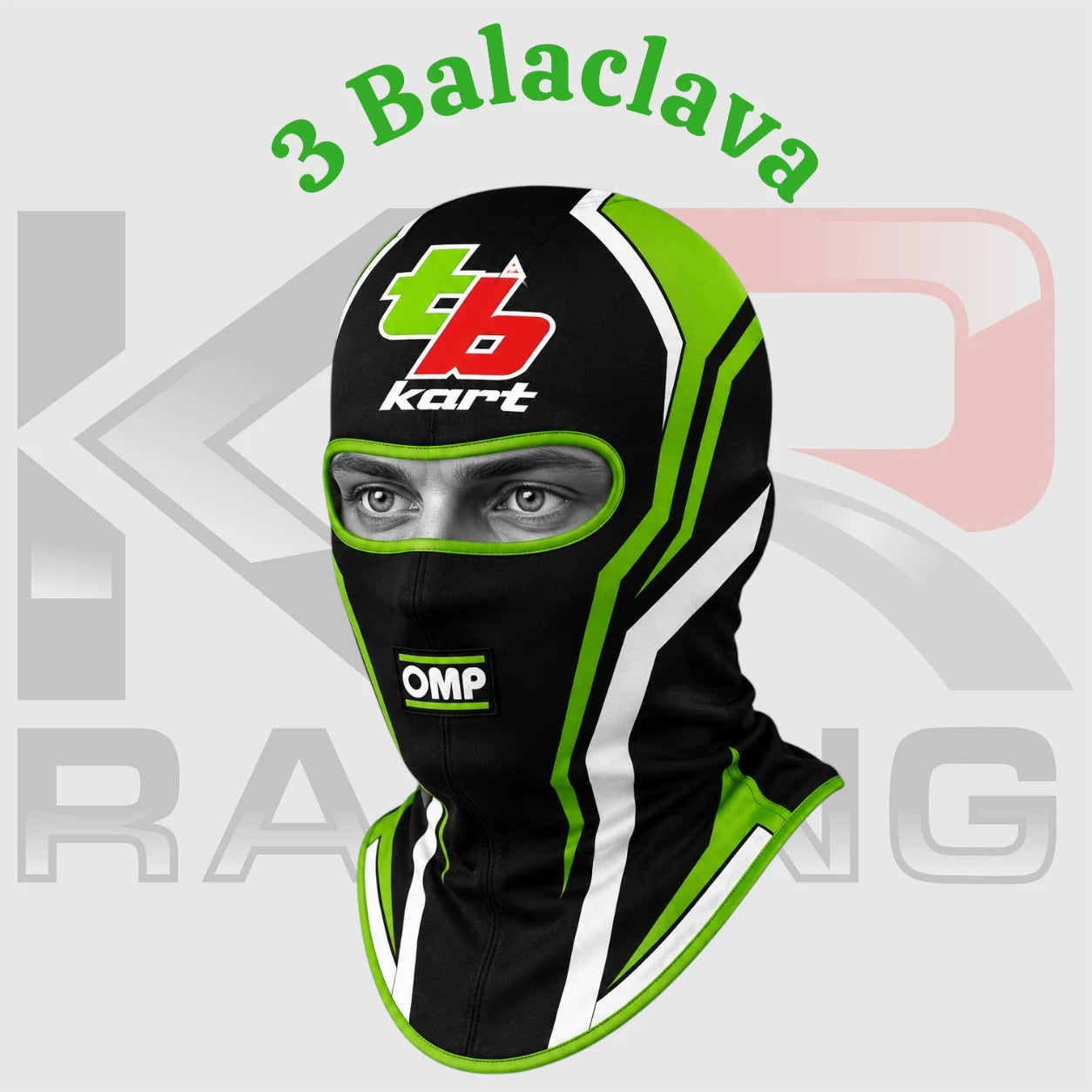 TB Kart Cotton Balaclava – Black/Neon Green
