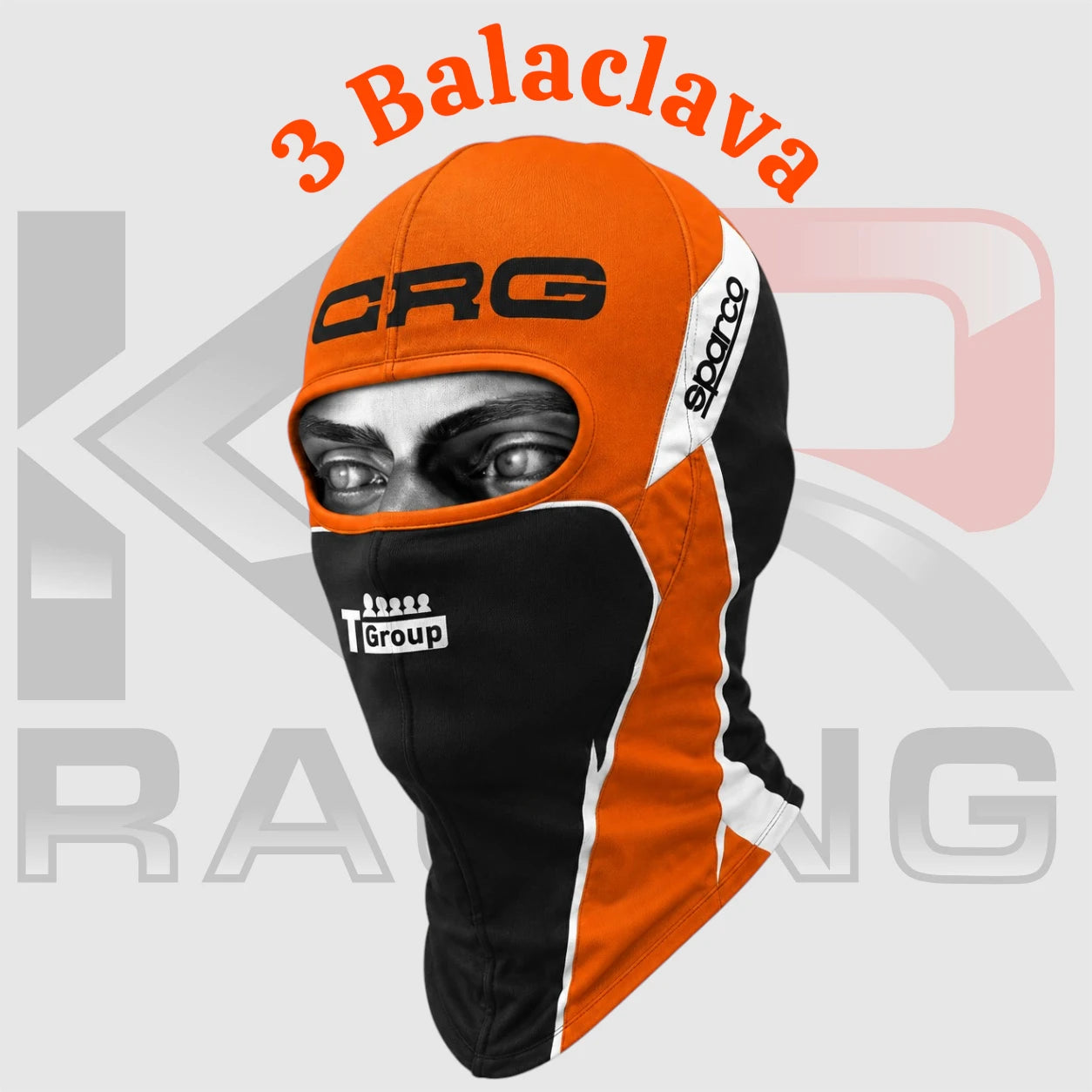 CRG Racing Cotton Balaclava – Full Face Helmet Liner (Orange Black White