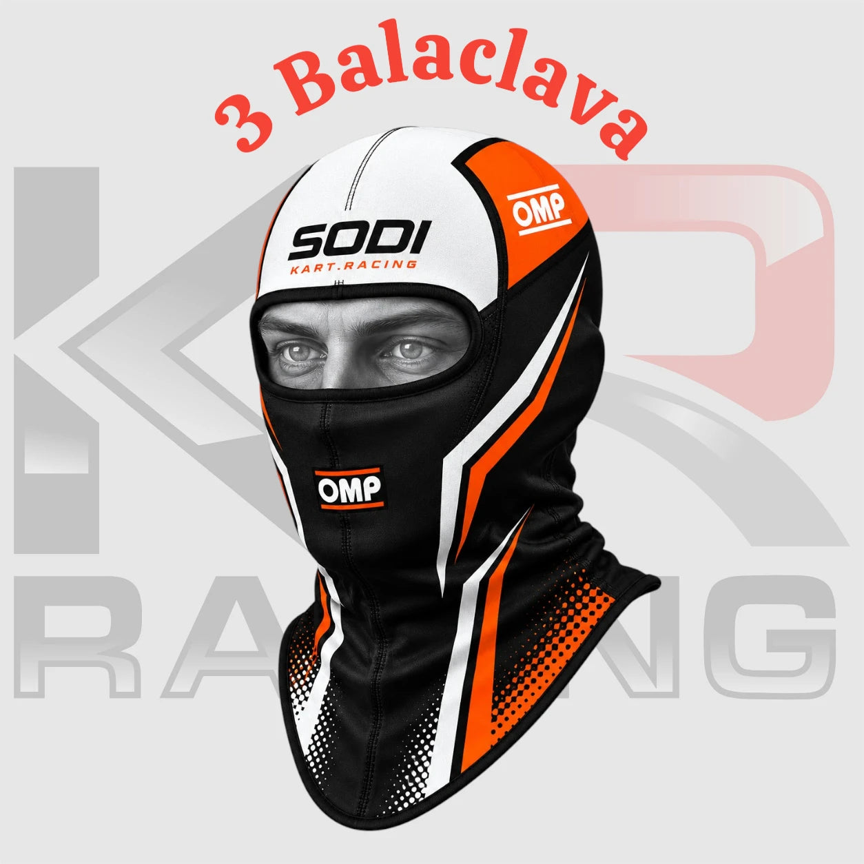 2026 New Sodi Kart Cotton Balaclava – Black/White/Orange