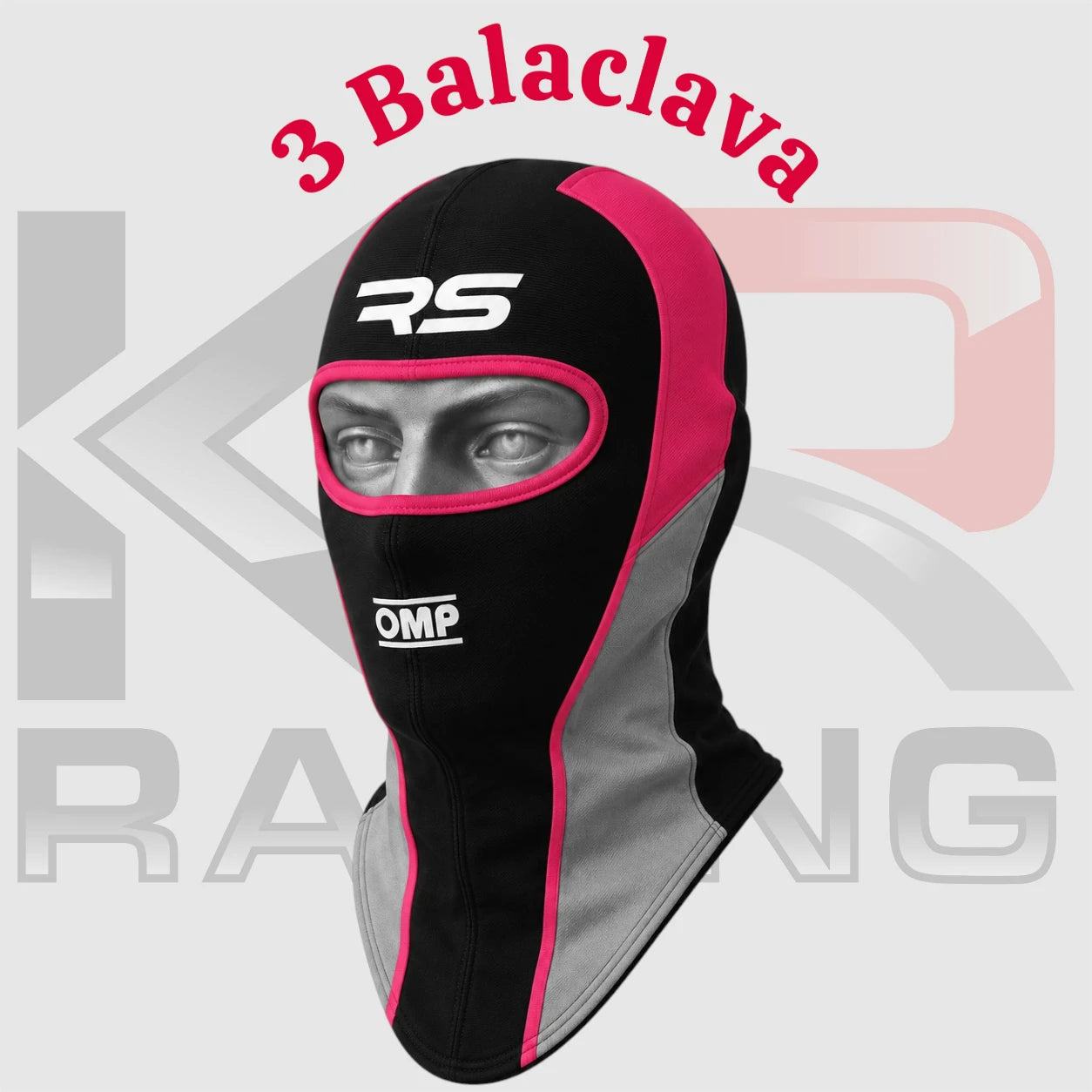 RS Cotton Balaclava – Racing Helmet Liner Head Sock (Black/Grey/Pink)