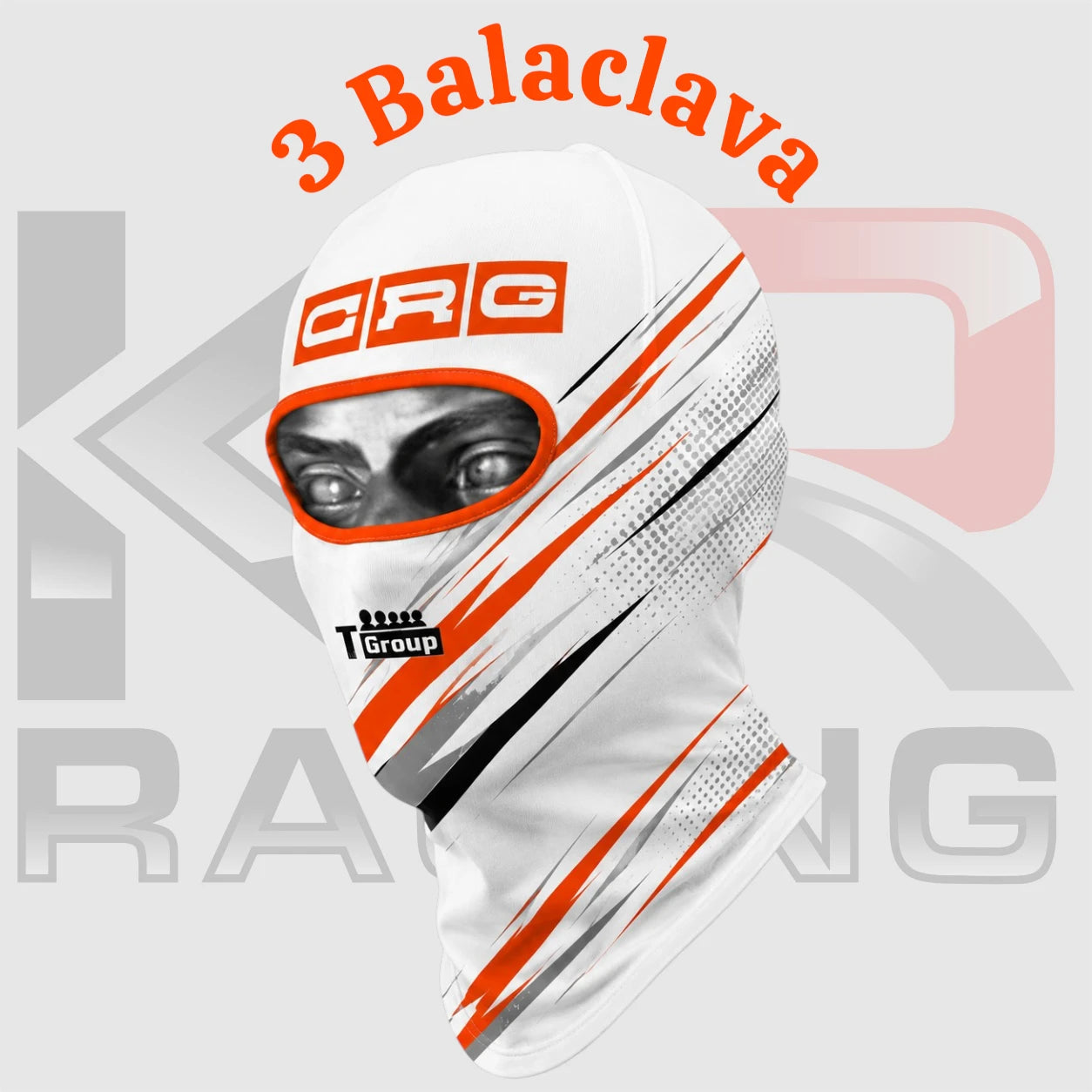 CRG Racing Cotton Balaclava – Full Face Helmet Liner (White Orange