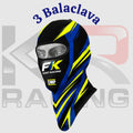 KF Kart Cotton Balaclava – Black/Blue/Fluorescent Yellow
