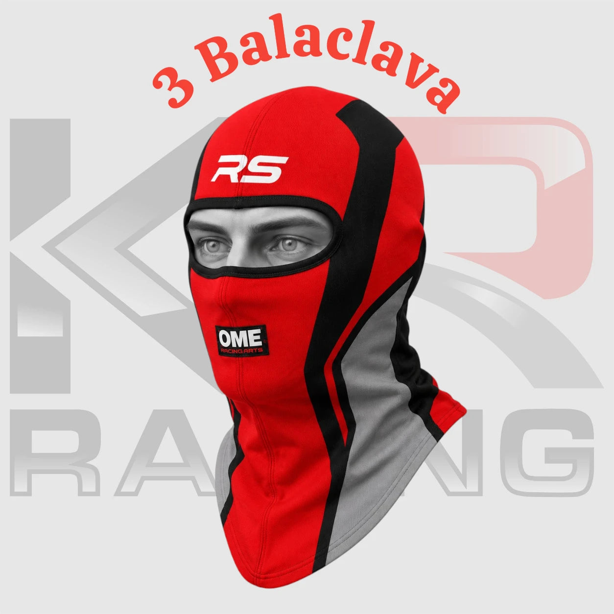 2026 RS Cotton Balaclava – Red/Black/Grey