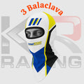 CompKart Racing Cotton Balaclava – Full Face Helmet Liner (White Blue Yellow