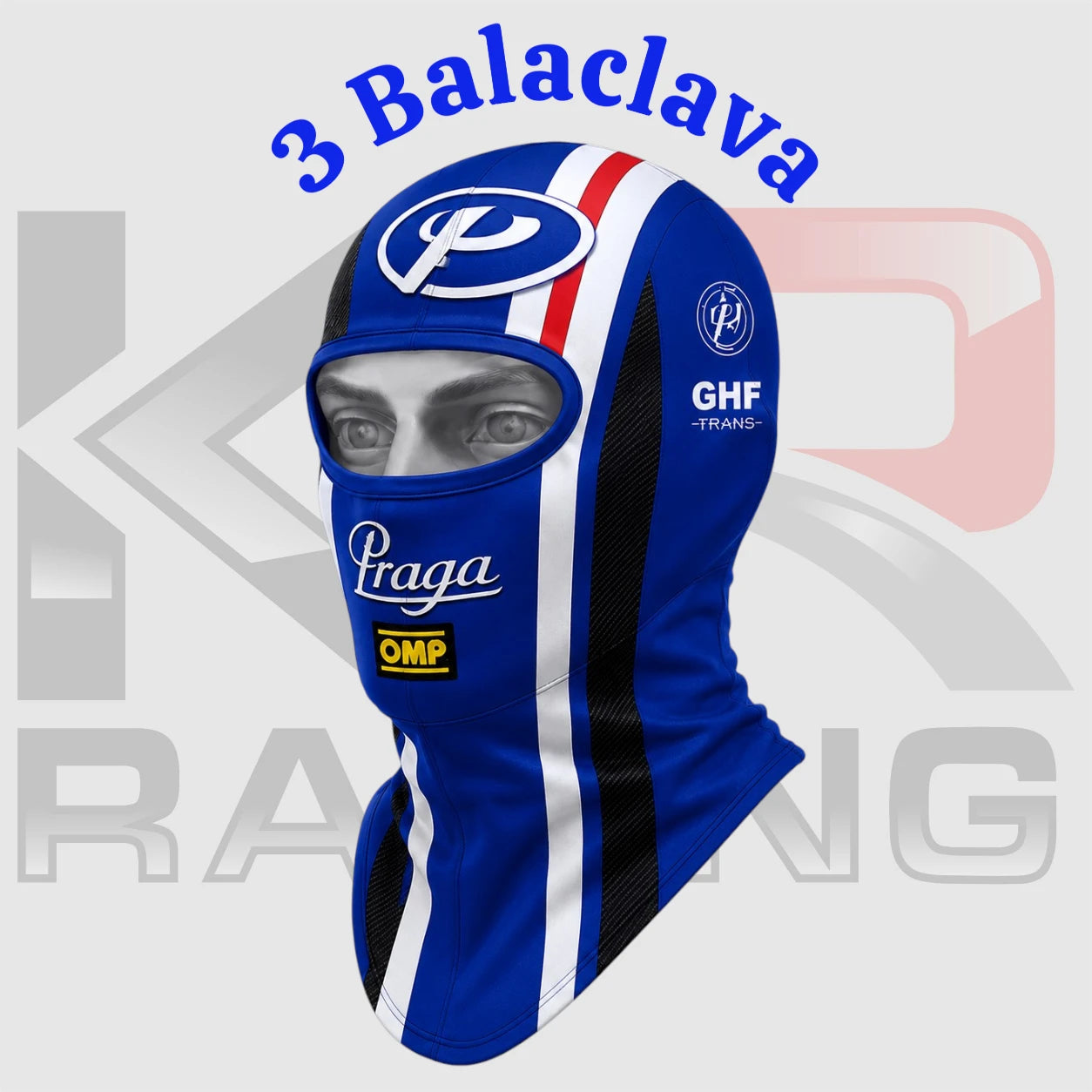 Praga Racing Cotton Balaclava – Blue/White/Black