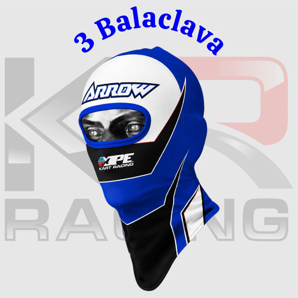 Arrow Kart Racing Cotton Balaclava Blue White Black