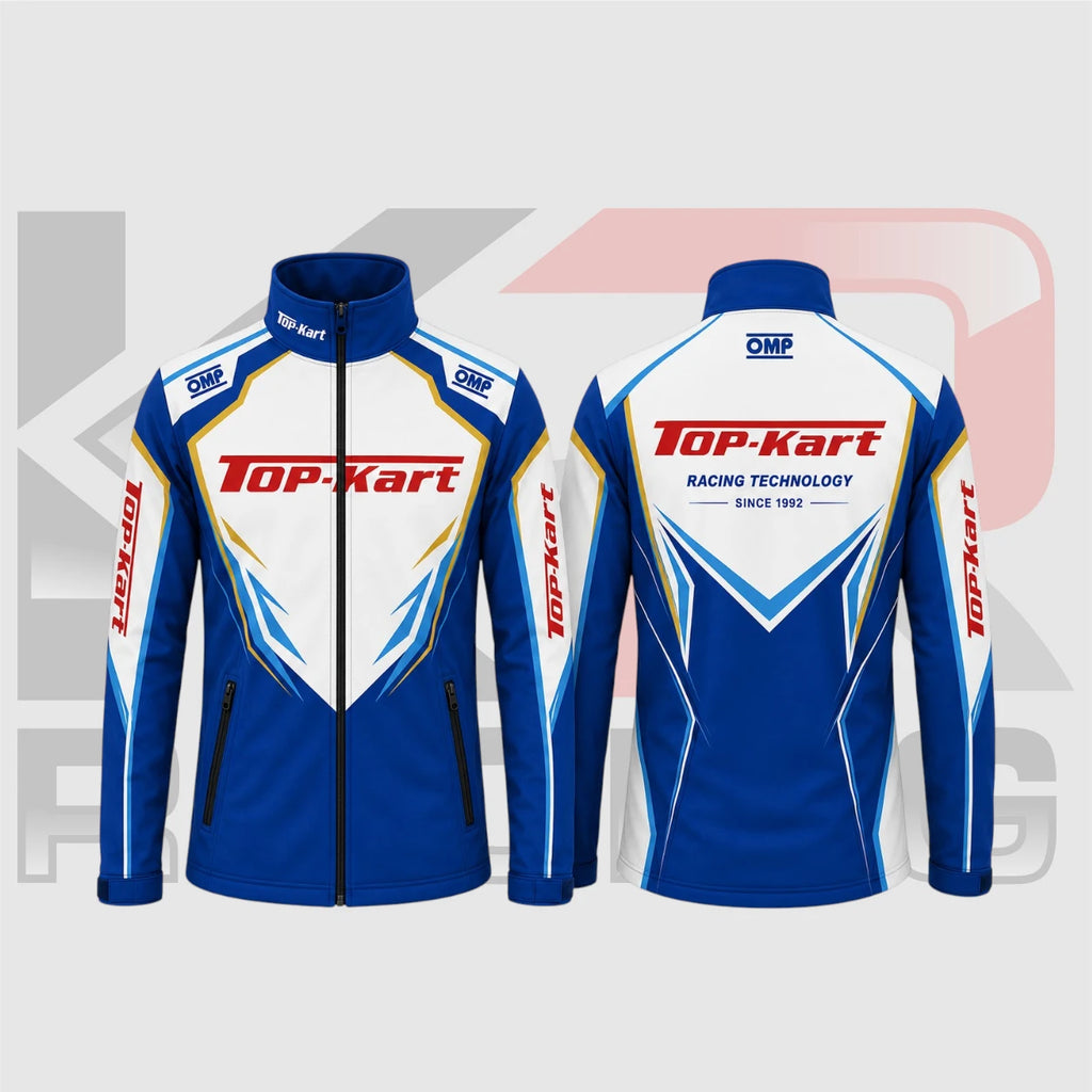 Top-Kart Racing Softshell Jacket – Blue & White Performance Team Jacket