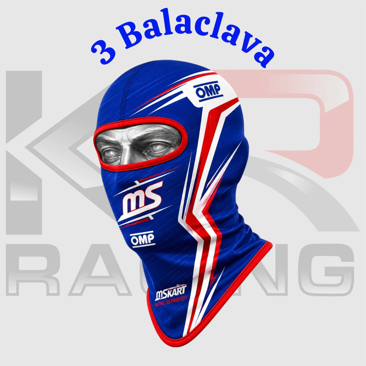 New 2026 MS Kart Cotton Balaclava – Blue/Red/White