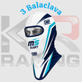 MS Kart Cotton Balaclava – White/Navy Blue/Sky Blue