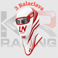 LN Kart Cotton Balaclava – Racing Helmet Liner Head Sock Face Red & White