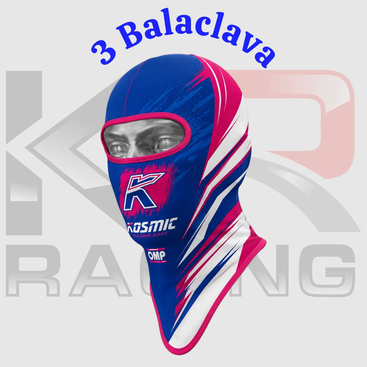 Kosmic Kart Cotton Balaclava – Blue/Pink/White