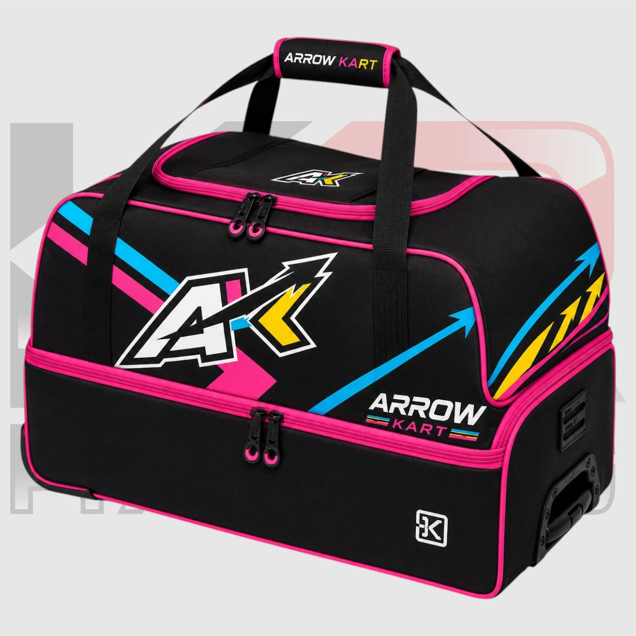 Arrow AK Kart Racing Rolling Gear Bag Pink & Black