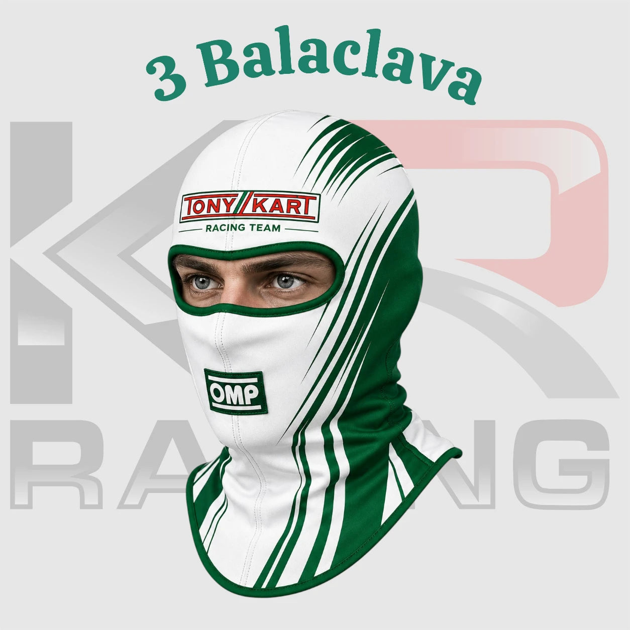 Tony Kart Racing Team Cotton Balaclava – White/Green