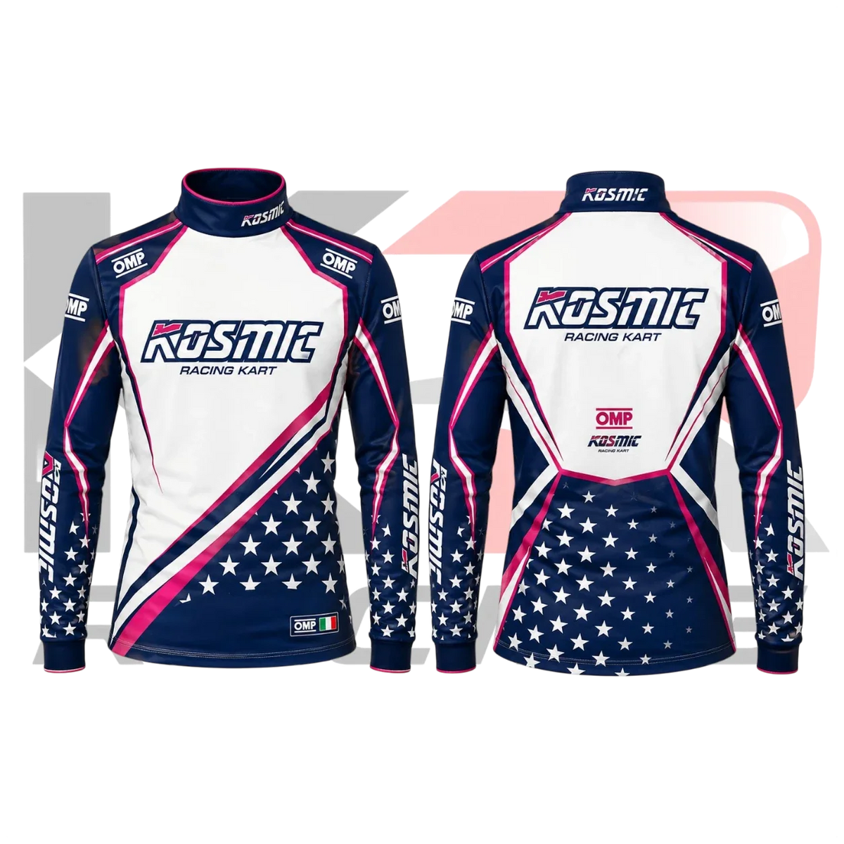 Kosmic Racing Kart Karting Underwear Shirt Top – Navy, White