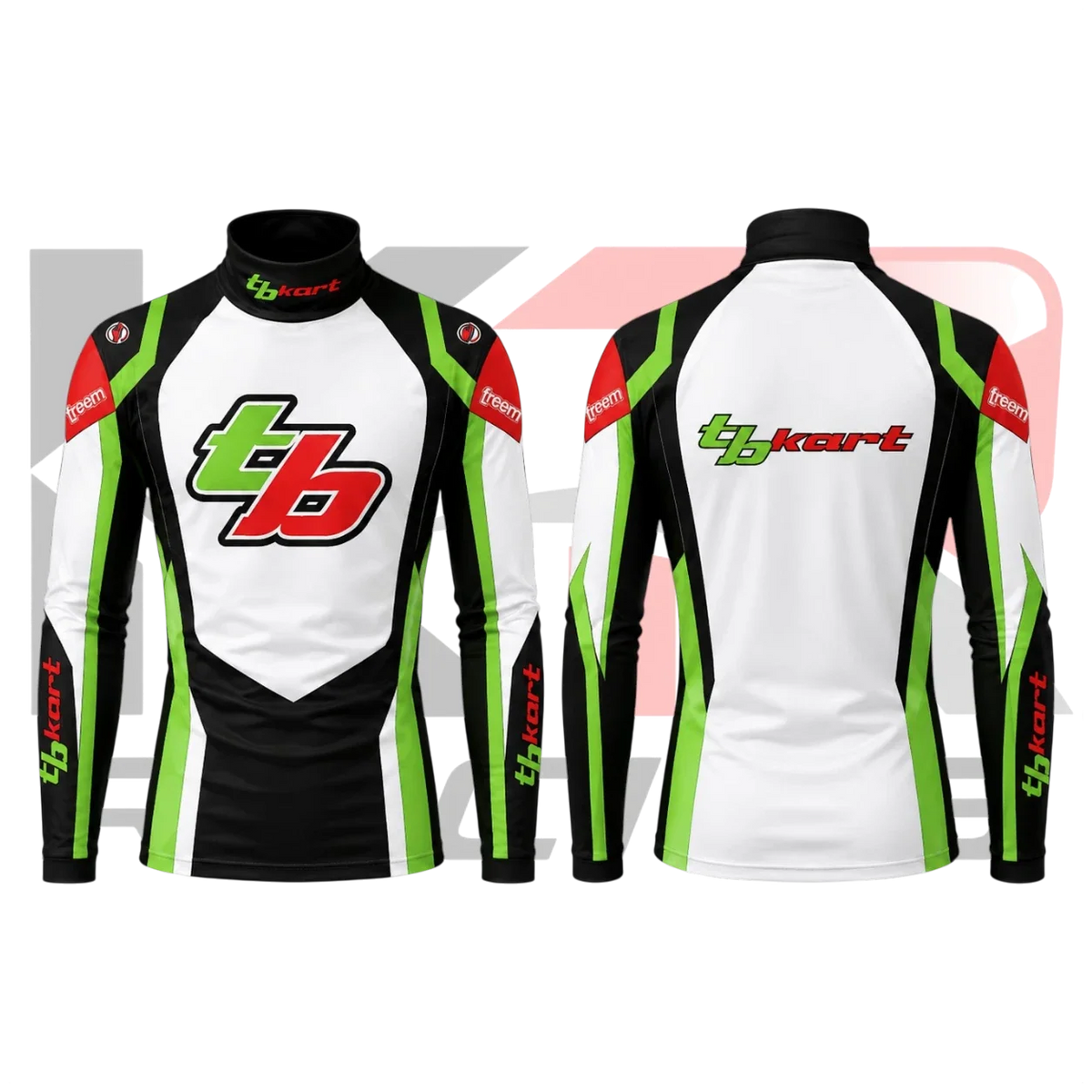 TB Kart Racing Underwear Shirt – Black, White & Green