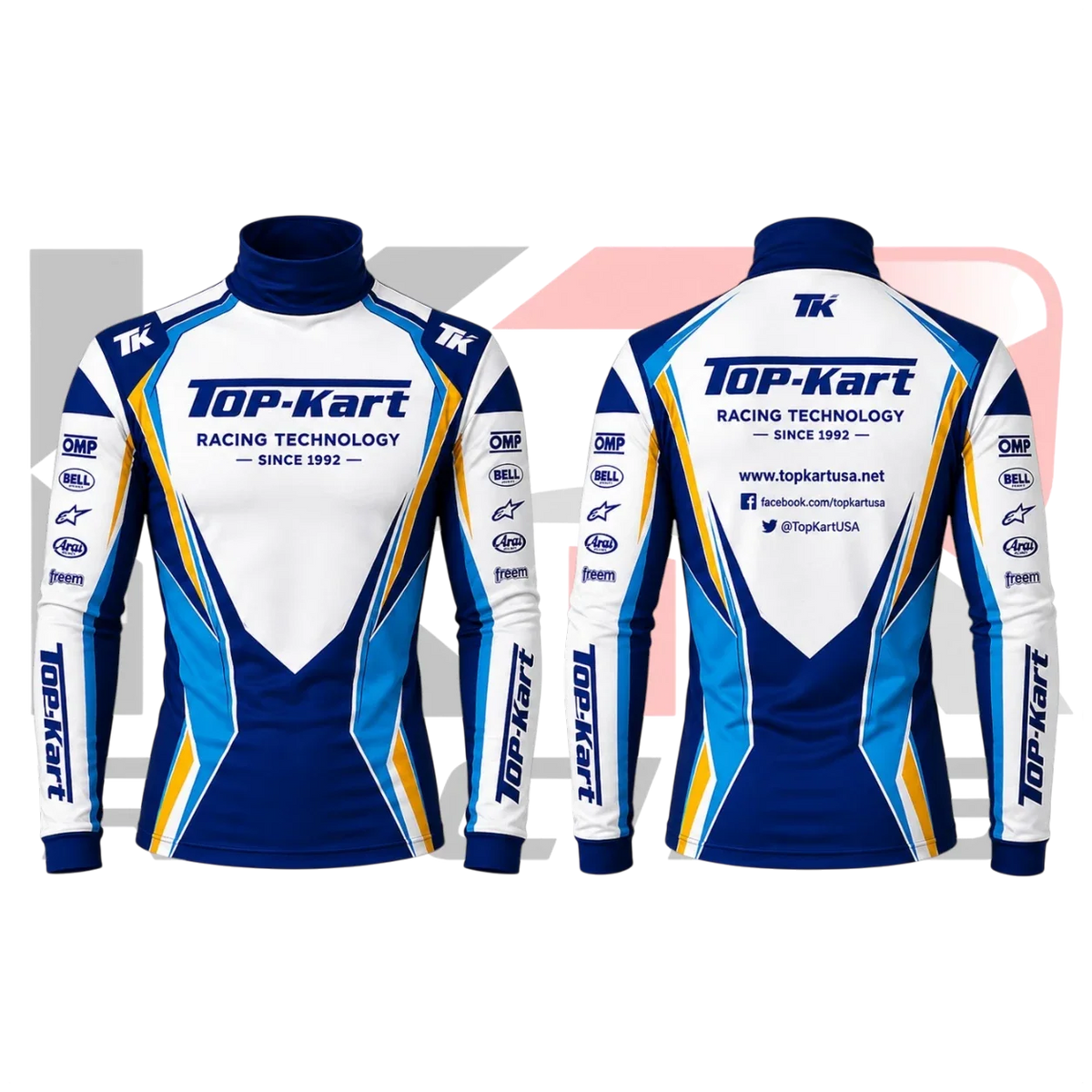 Top-Kart Racing Underwear Shirt – Blue, White & Yellow