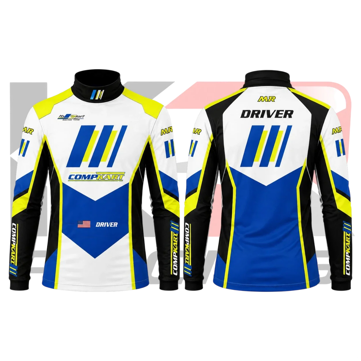 CompKart Racing Kart Underwear Shirt – Blue, White & Yellow