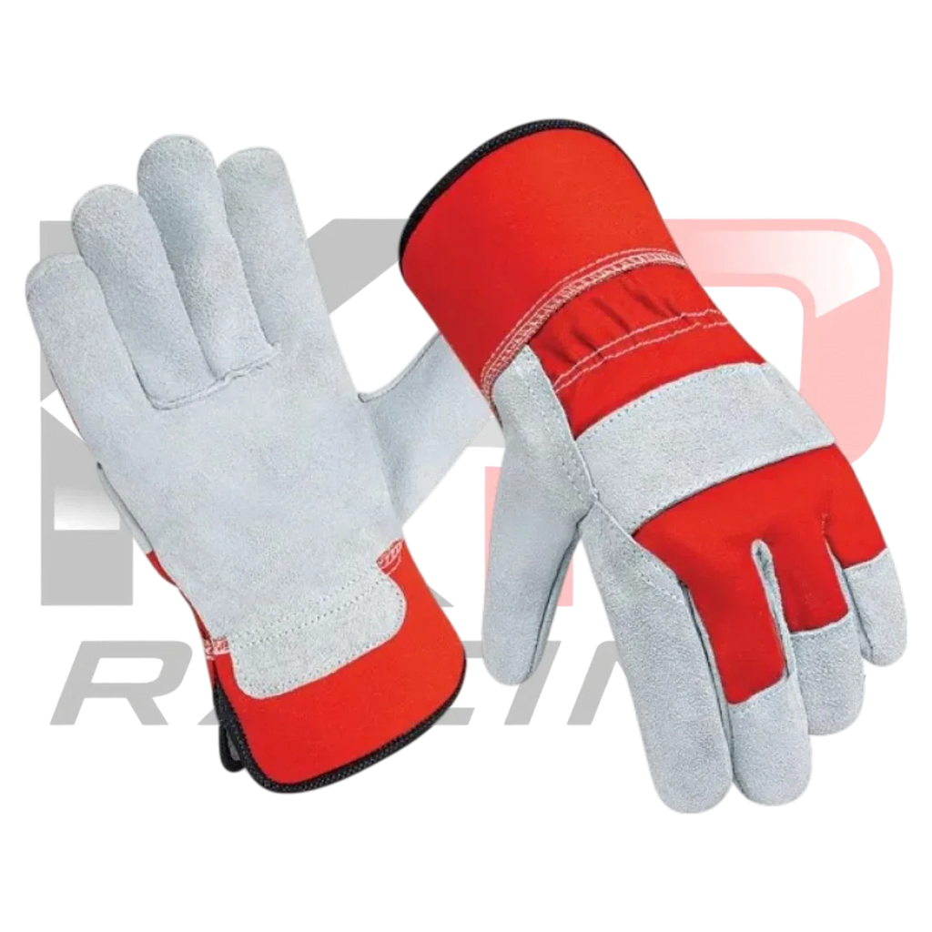 Safety Leather Work Gloves Red & White