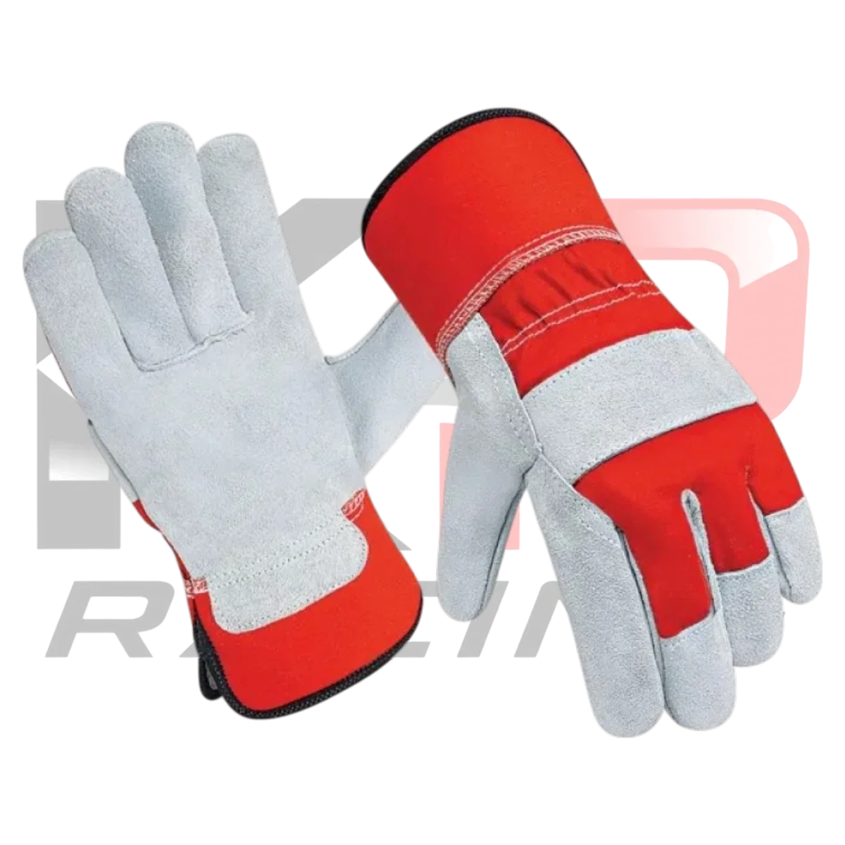 Safety Leather Work Gloves Red & White