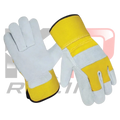 Safety Leather Work Gloves Yellow & White