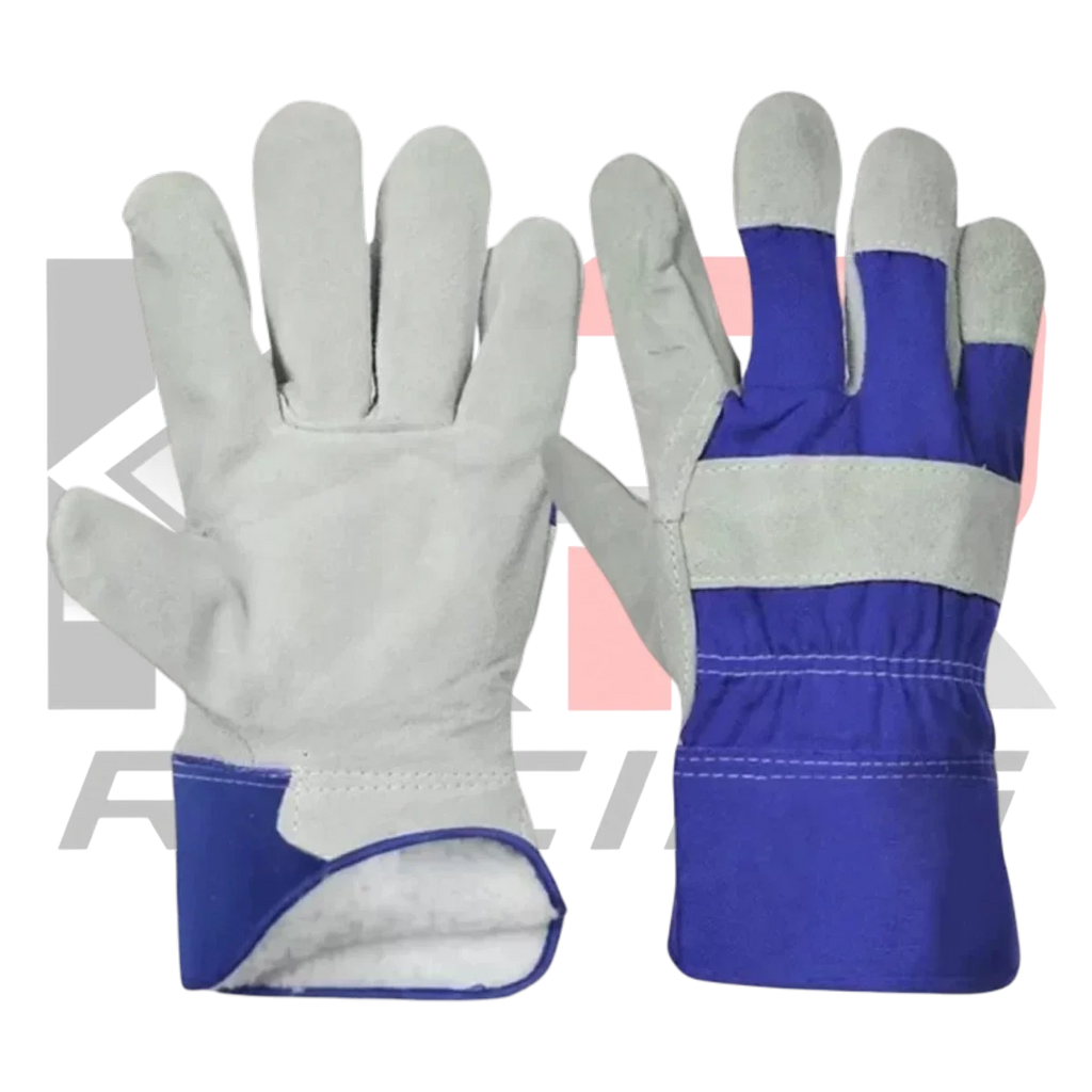 Safety Leather Work Gloves Blue & White
