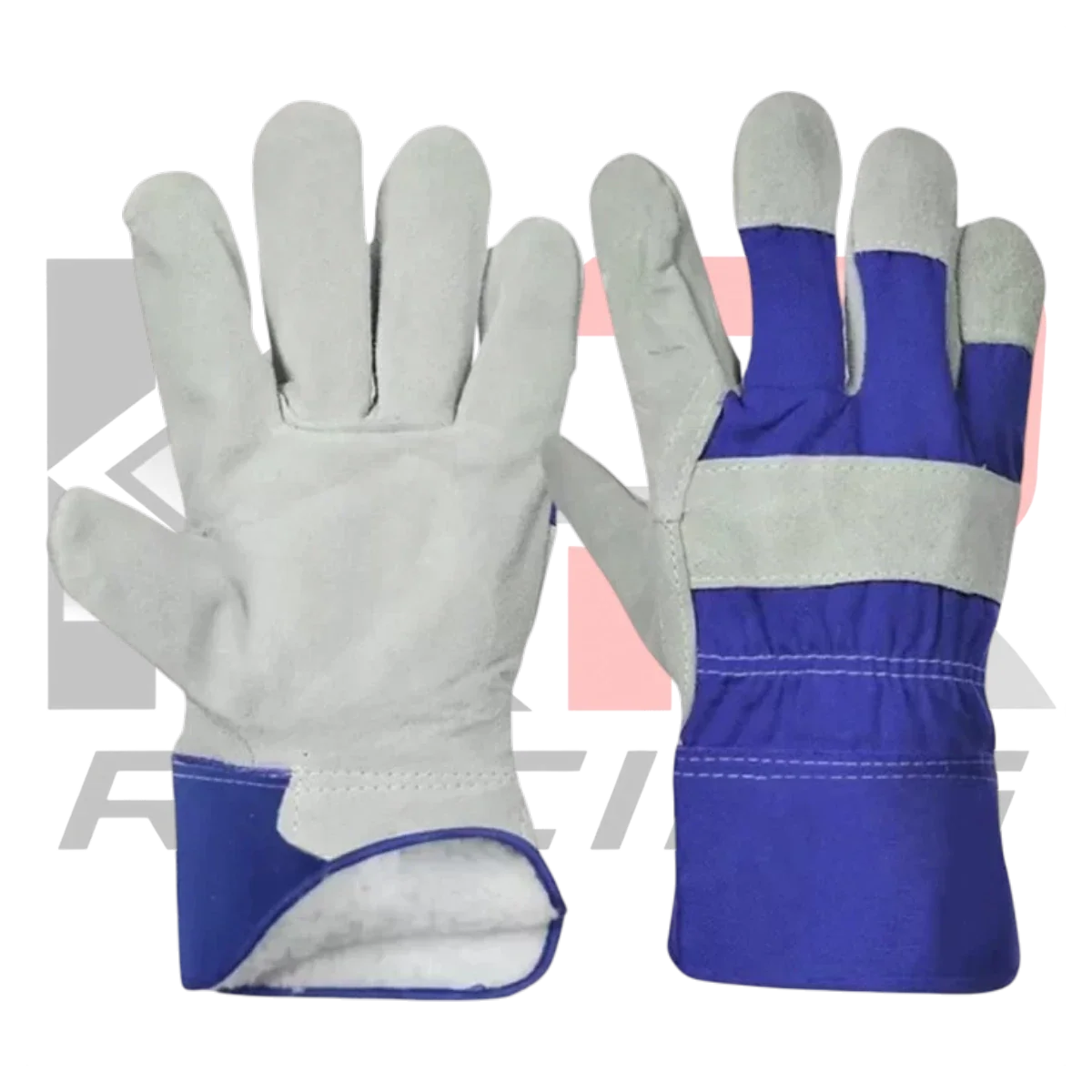 Safety Leather Work Gloves Blue & White