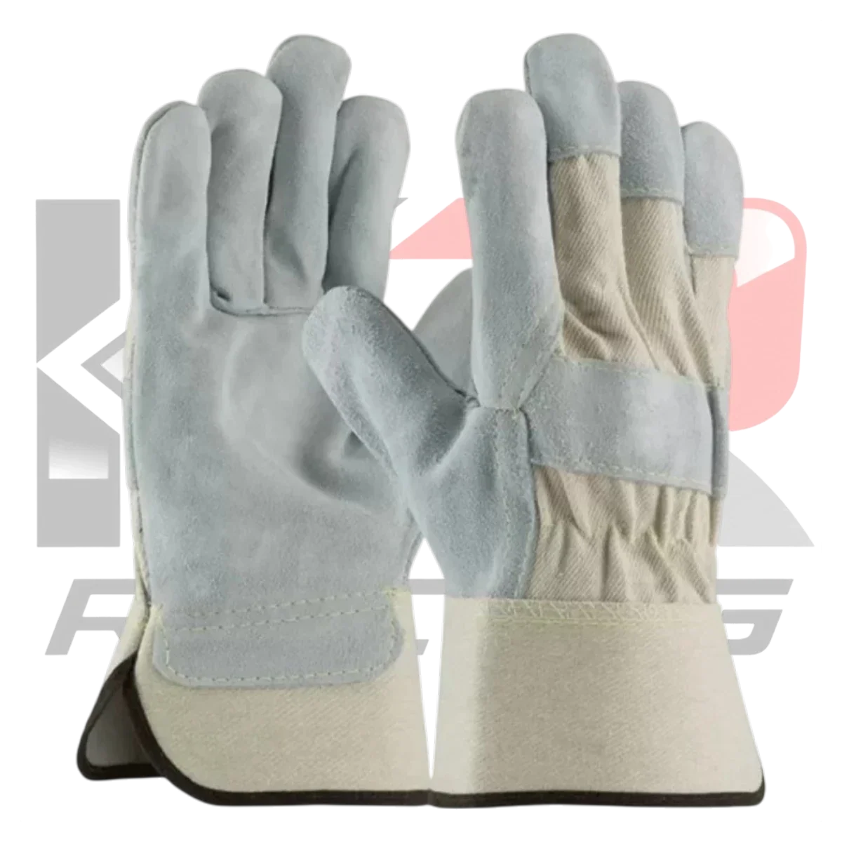 Safety Leather Work Gloves Florescent Gray & White